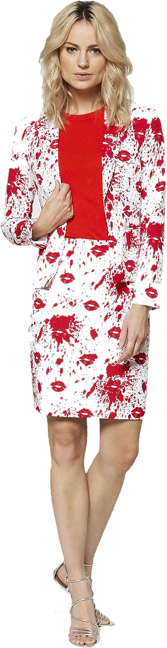 OppoSuits - Verrückter Anzug mit lustigen Prints für Damen - Komplettes Set: Jacke und Rock 34-38 Bl