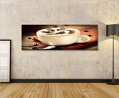 islandburner Bild Bilder auf Leinwand Cappuccino V2 Kaffee Küche Panorama XXL Poster Leinwandbild Wa