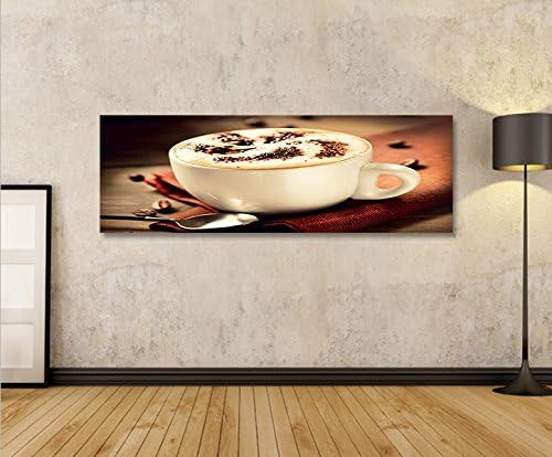 islandburner Bild Bilder auf Leinwand Cappuccino V2 Kaffee Küche Panorama XXL Poster Leinwandbild Wa