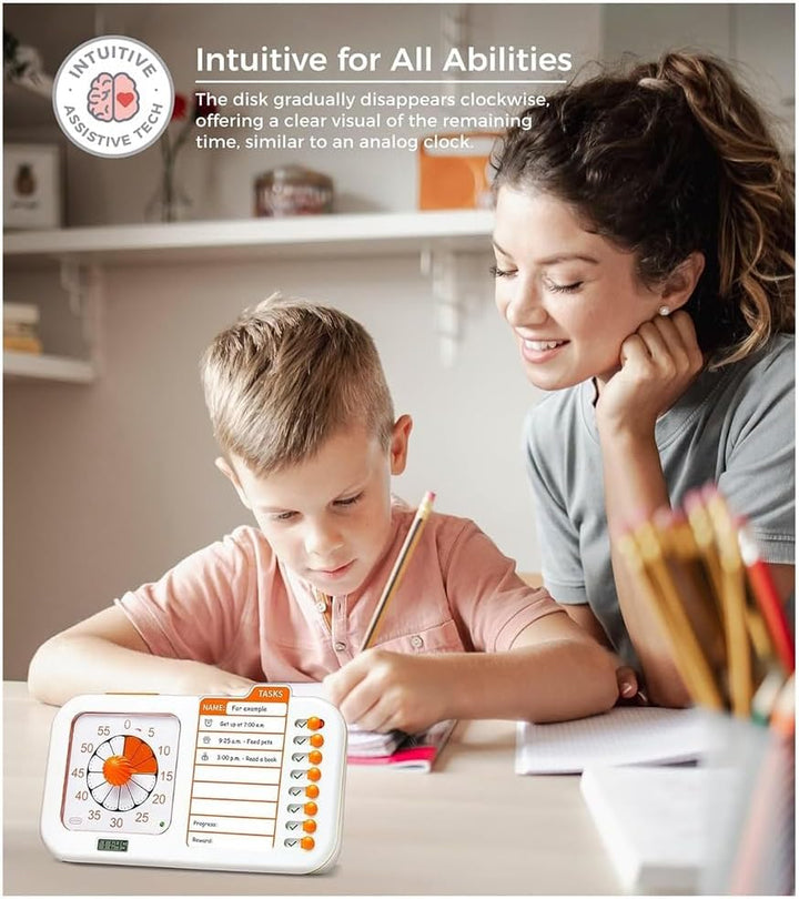 Visueller ADHS-Timer für Kinder und Erwachsene mit Planungstafel, Aufgabentimer, Aufgabentabelle und