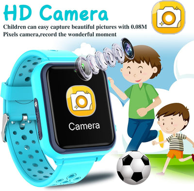 Retysaz Smartwatch Kinder, Spiele, Telefon für Mädchen und Jungen Blau, Blau