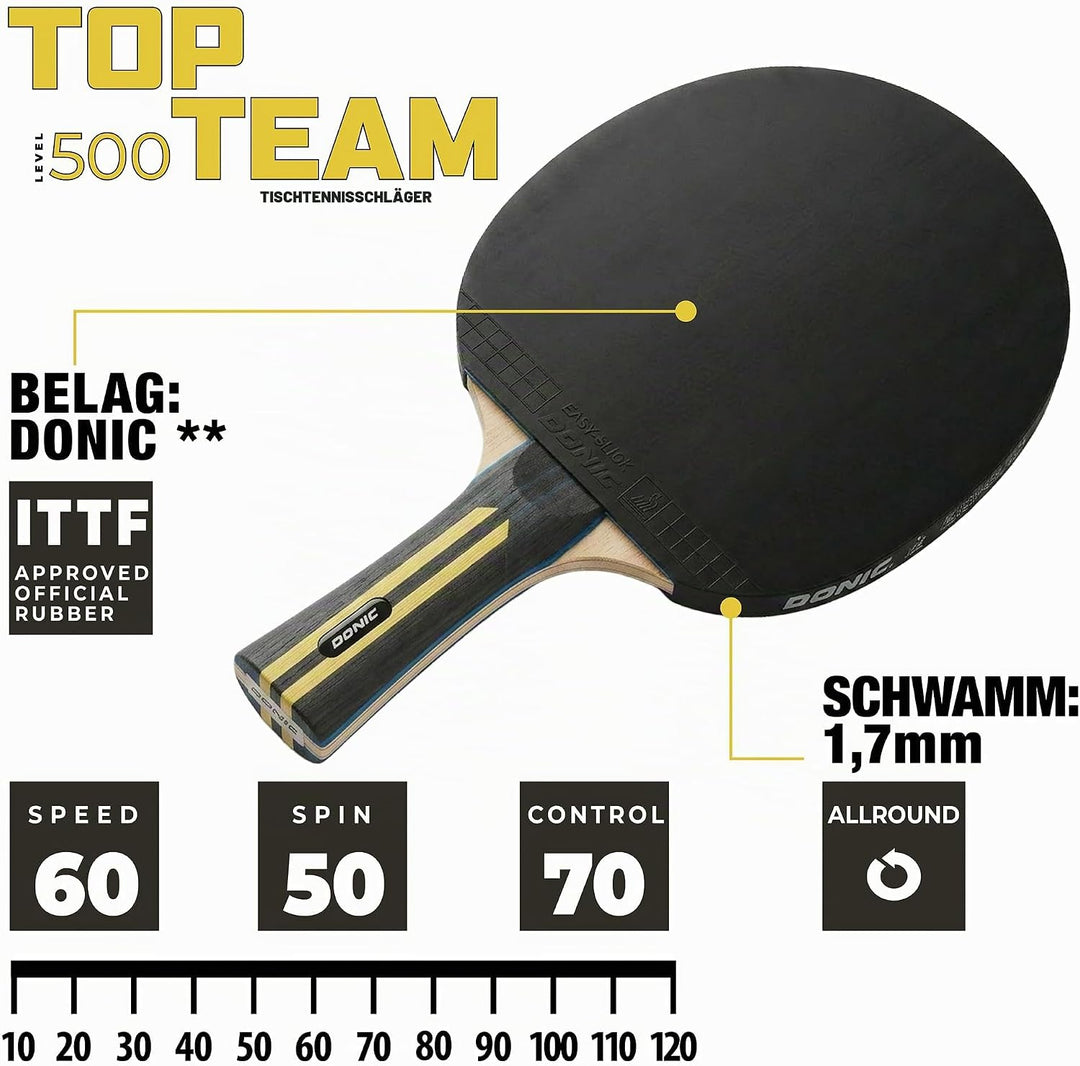 Donic-Schildkröt Tischtennis-Geschenkset Top Team 500, 1 Schläger, 3 Bälle inkl. Schlägerhülle, im B