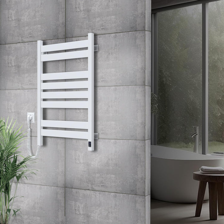 Elektrischer Handtuchhalter - Zeitloses Weiss, Elektrischer Handtuchheizkörper mit Thermostat, Kratz