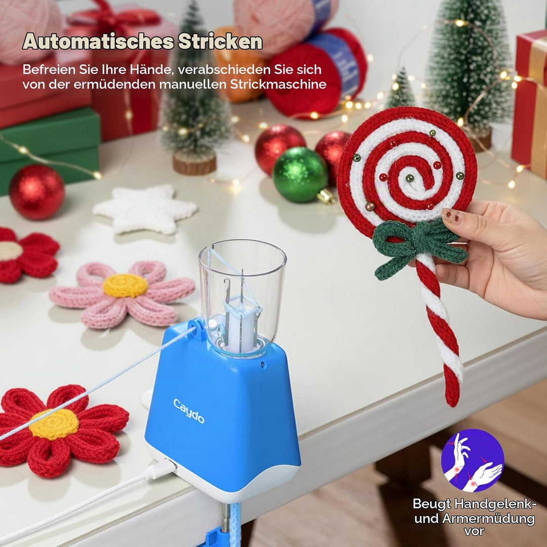 Caydo Strickmühle Kit Häkelset für Anfänger, Elektrisch Strickmaschine Set Automatische Herstellung