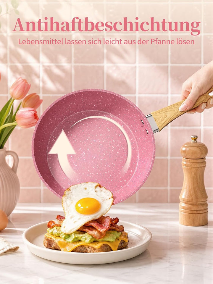 Innerwell Antihaft Bratpfanne 20cm Rosa Granit Beschichtet Pfannen Pfanne Klein Induktion PFOA-freie