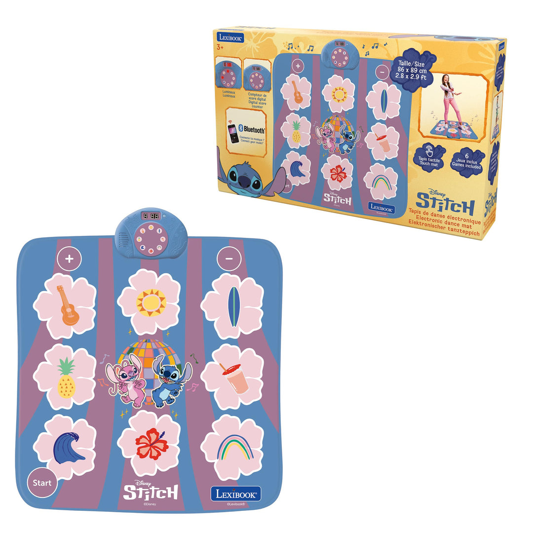 Lexibook, Disney Stitch, elektronischer Tanzteppich Stitch, Bluetooth und beleuchtet mit 6 Spielmodi