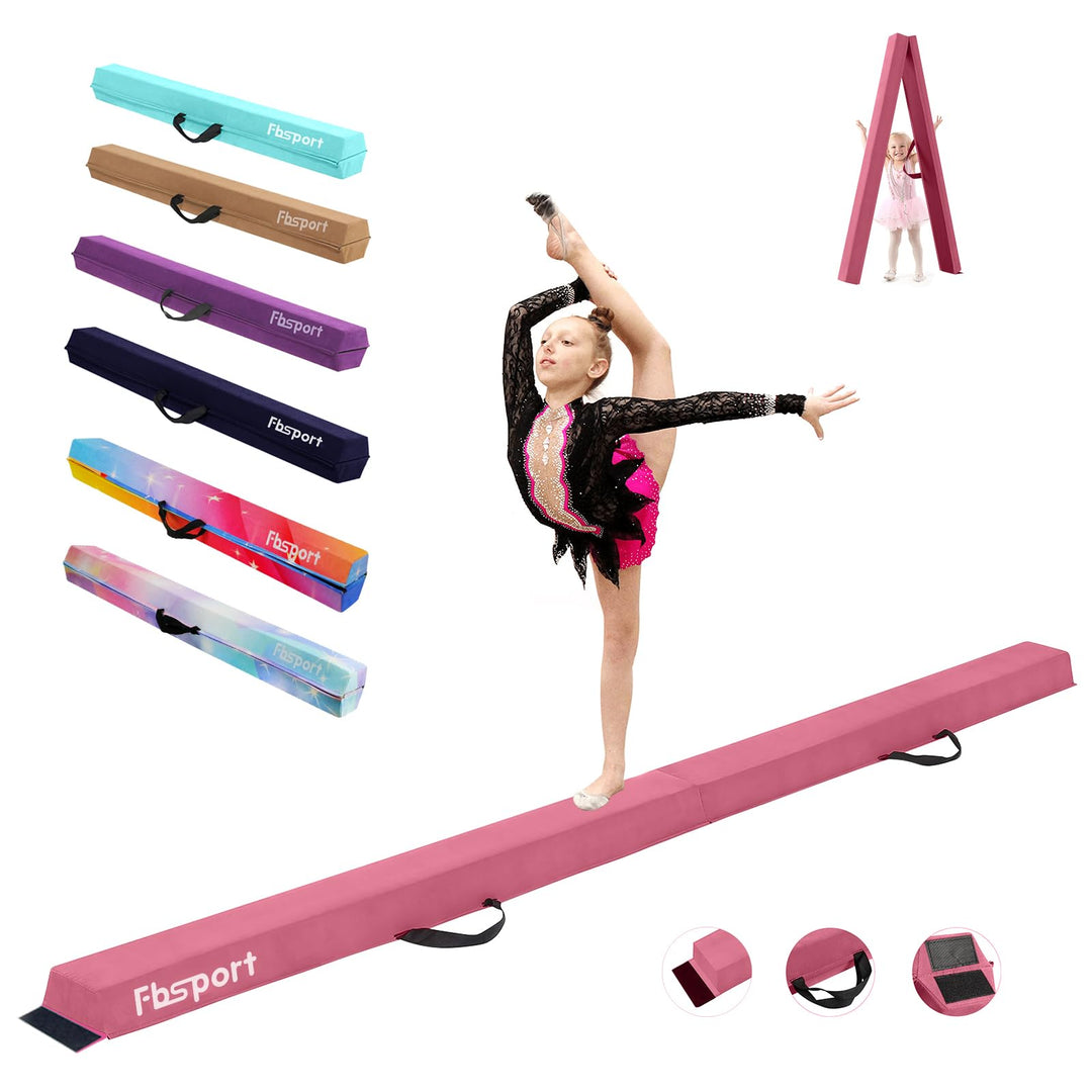 FBSPORT Schwebebalken, Faltender Schwebebalken Kinder, Gymnastik Balance Balken,Beflockungsschicht B