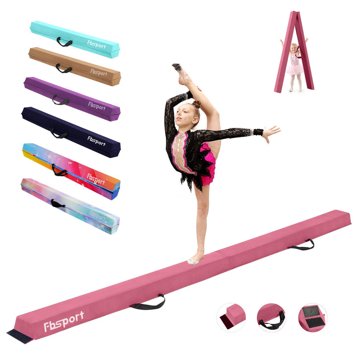 FBSPORT Schwebebalken, Faltender Schwebebalken Kinder, Gymnastik Balance Balken,Beflockungsschicht B