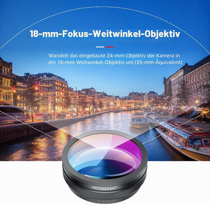 PROfezzion HD 18mm Weitwinkelobjektiv Weitwinkel Objektiv für Sony ZV1 ZV-1 ZV1F ZV-1F RX100 VII VI