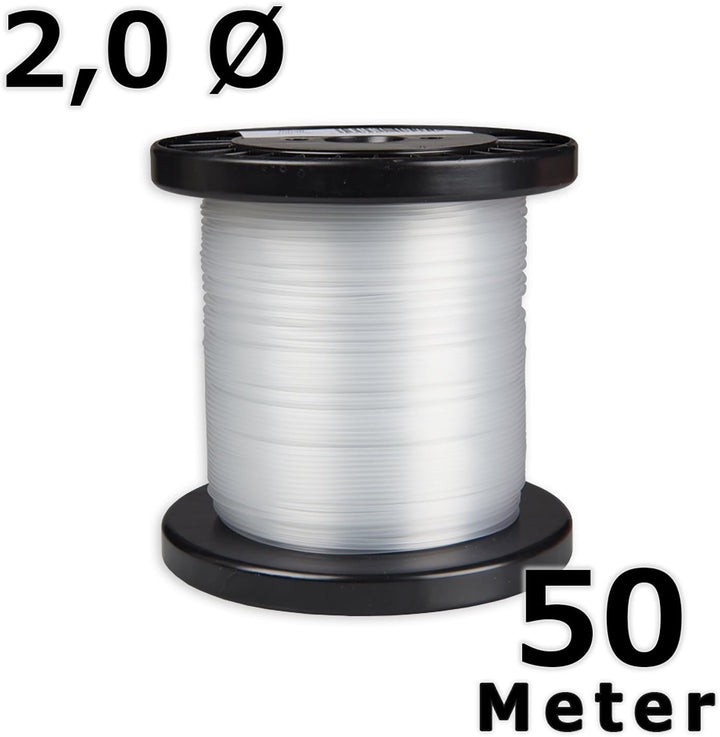 hang-it Perlonseil 50 m Rolle glasklar - 2 mm Ø - Bilderschienen Galerieschienen Zubehör