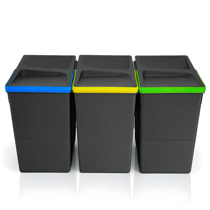 Mülltrennsystem 3x20l anthrazit, Mülleimer Küche für Schublade oder Unterschrank, geruchsdicht, spül