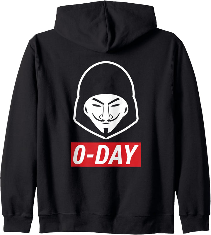 0-Day Cooles Computer Hacker Design in Rot/Weiss Kapuzenjacke