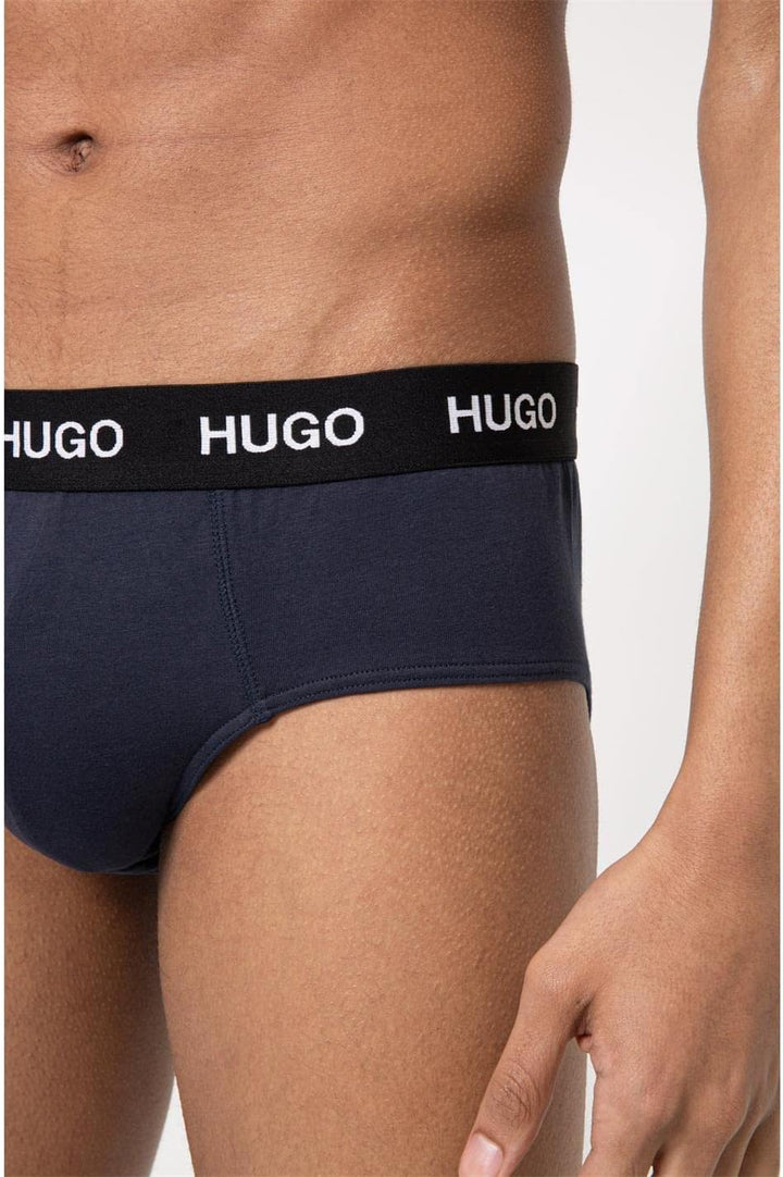 HUGO Herren HIPBRIEF TRIPLETPACK Dreier-Pack Slips aus Stretch-Baumwolle mit Logo am Bund, Navy410