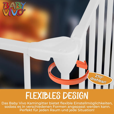 Baby Vivo Kaminschutzgitter 380 cm XXL Kinderlaufgitter Laufstall mit Tür Absperrgitter Ofengitter T