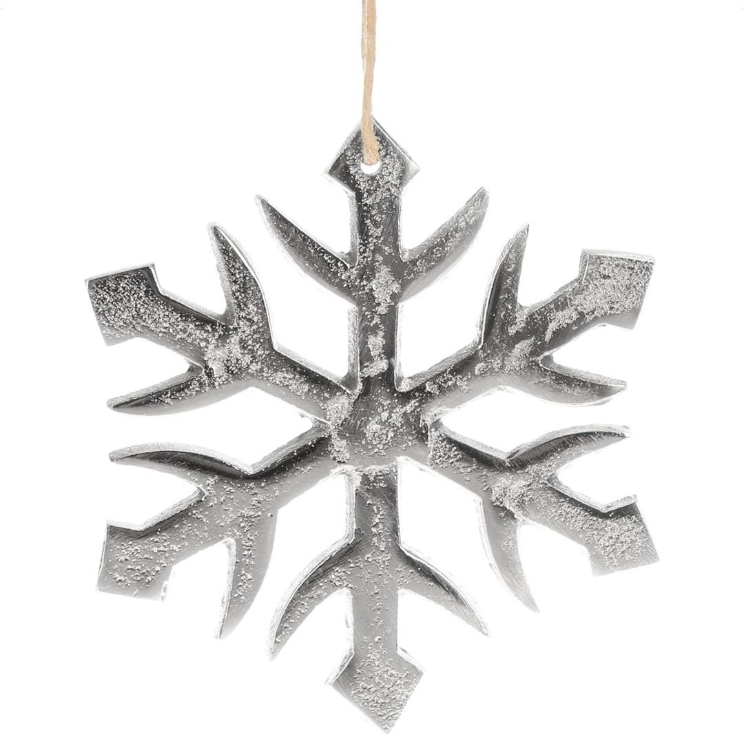 com-four® 6X Hängedeko Schneeflocke - Dekofigur aus vernickeltem Aluminium - weihnachtliches und Ele