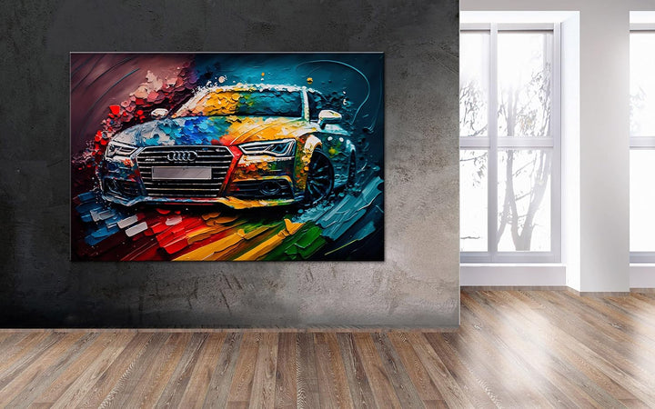 Printonia Leinwand-bild 120x80cm Audi RS Abstrakt Art Sportwagen Automobil Bilder Deko Dekoration Wa