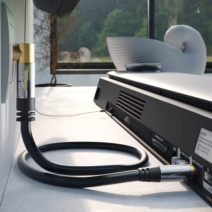 KabelDirekt – 4K Antennenkabel, Koaxialkabel, TV Kabel 90° gewinkelt/gerade – 10m – In Deutschland e