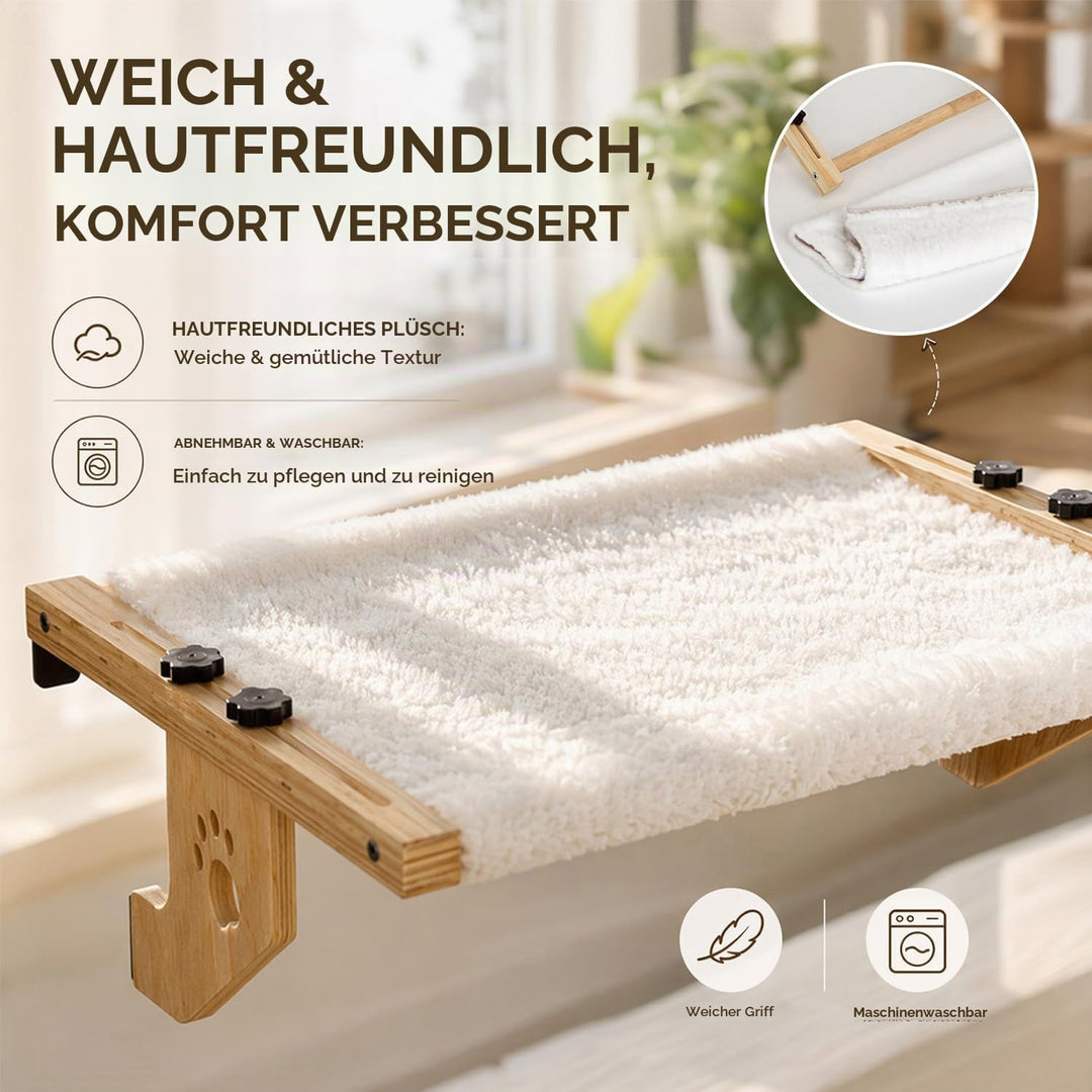 Heizungsliege Hängende Katzenhängematte, Holz Hängematte Katze Heizung mit Weicher Auflage, 2-in-1 S