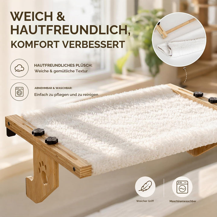 Heizungsliege Hängende Katzenhängematte, Holz Hängematte Katze Heizung mit Weicher Auflage, 2-in-1 S
