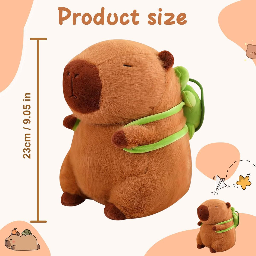 Meleager Capybara Kuscheltier, Plüschtier für Kinder, Capybara mit Schildkrötenrucksack, Stofftier G