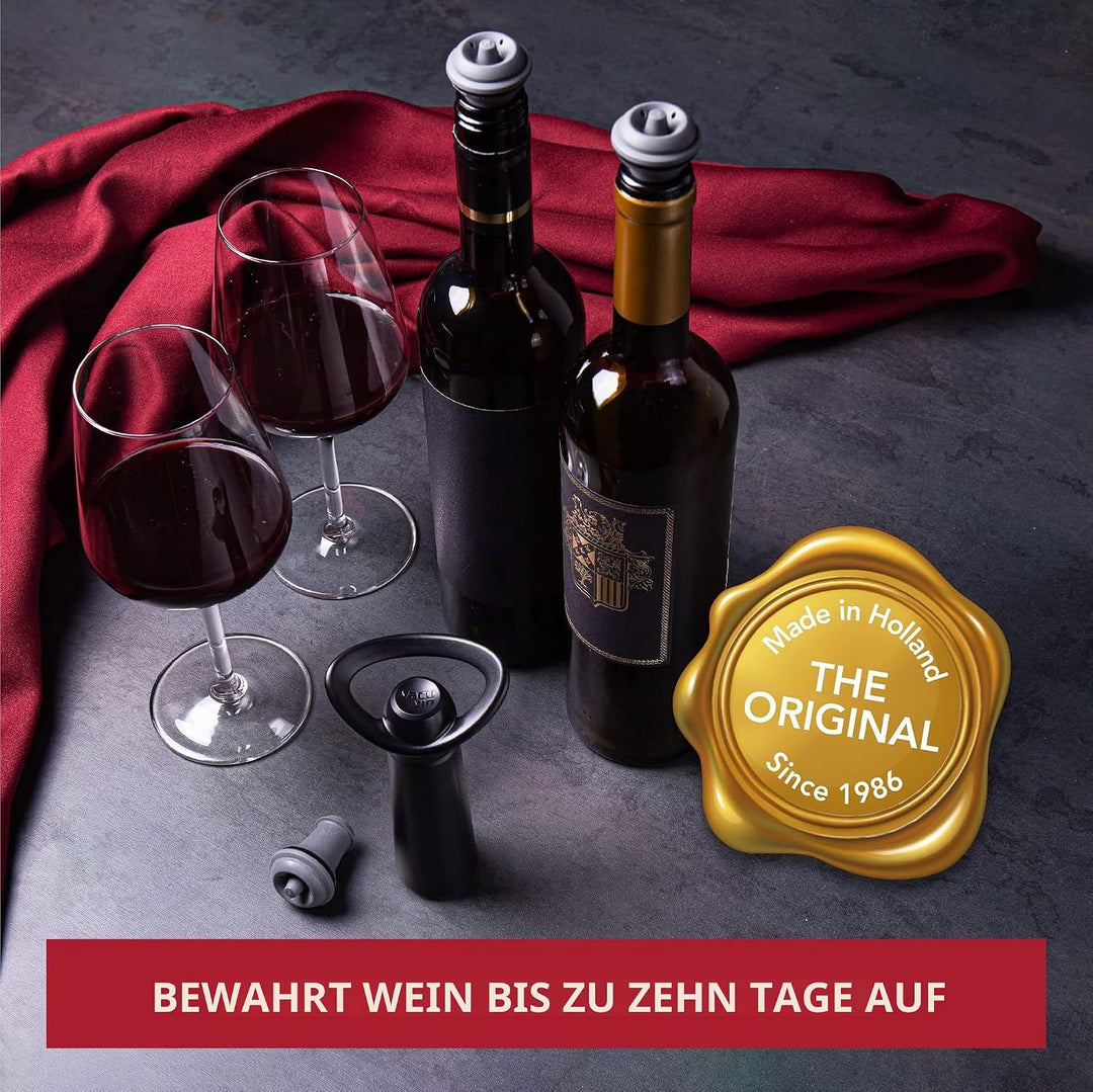 Vacu Vin Weinpumpe Concerto mit 2 Stopfen, Kunststoff, schwarz, einheitlich 9875606 2 Stopper Schwar