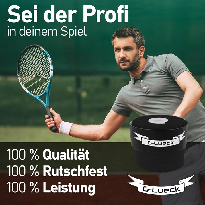 G-Lueck 10er Set Tennis Griffband (sehr griffig) | 0,50-0,60mm Stärke | Overgrip für Squash Badminto