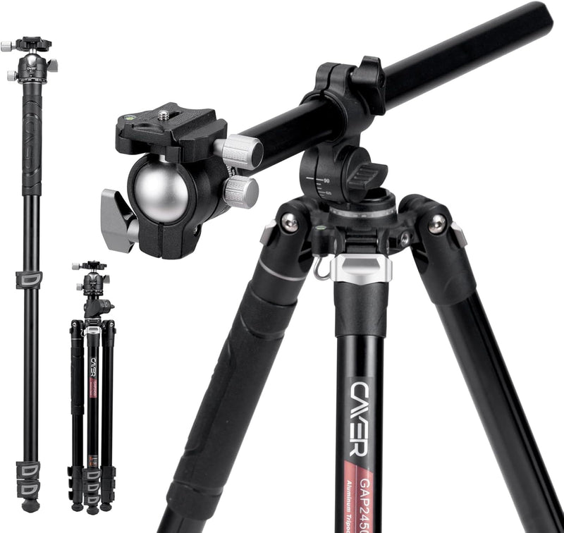 Cayer 72.5" Camera Tripod with Multi-Angle Center Column, Horizontal Tripod Monopod with Ball Head,