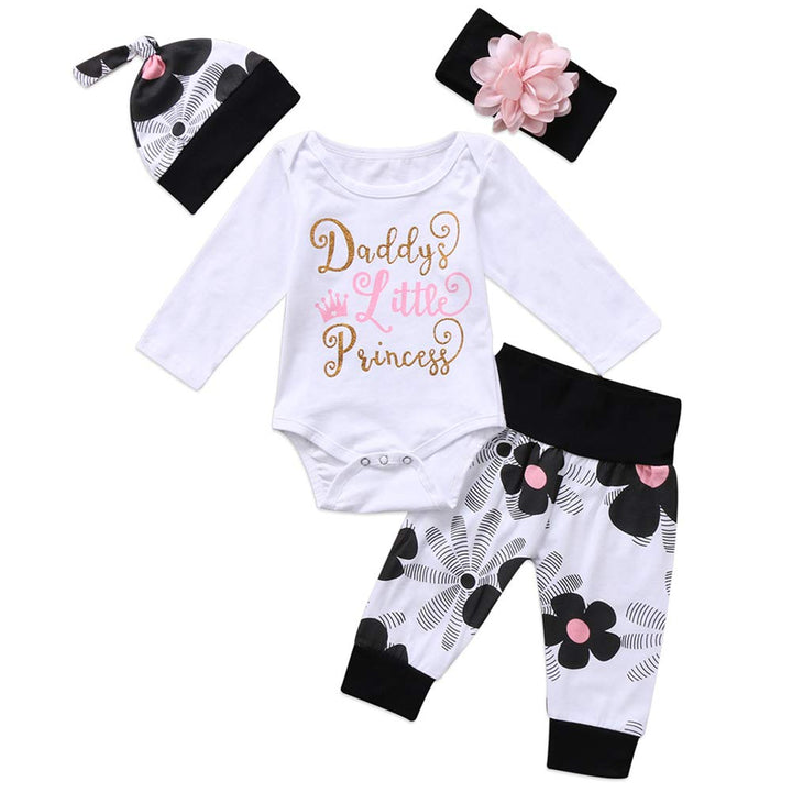 Geagodelia Babykleidung Set Baby Mädchen Langarm Body Strampler + Hose + Stirnband Mütze Kleinkinder