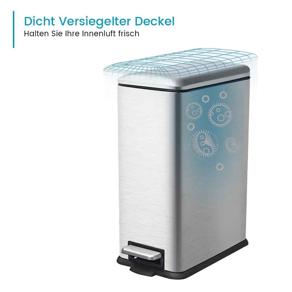 Mülleimer Küche, 45 Liter Abfalleimer Küche, grosser Tretmülleimer，45L Küchenmülleimer mit Softclose
