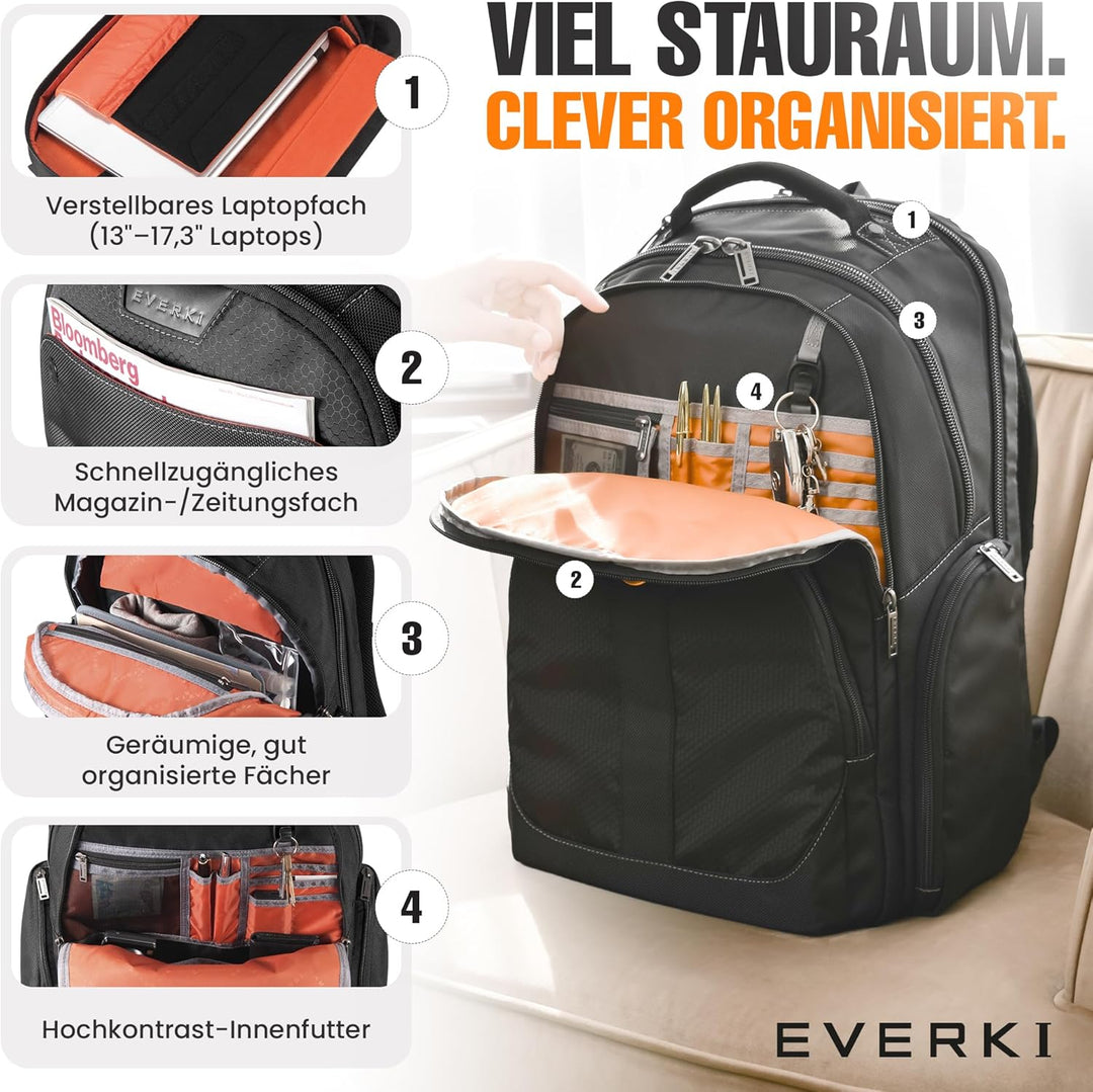 Everki Atlas Business-Laptoprucksack 32 L für 13–17,3 Zoll – ergonomischer, reisefreundlicher Notebo
