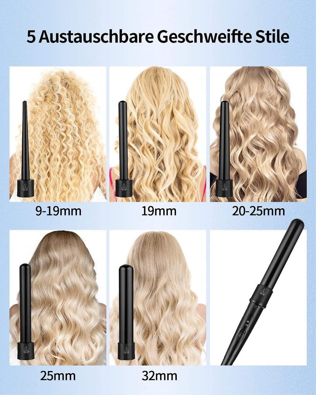 CkeyiN lockenstab,lockenstab Set 5 in 1 Multifunktions Austauschbare Keramikbeschichtung Curling Iro