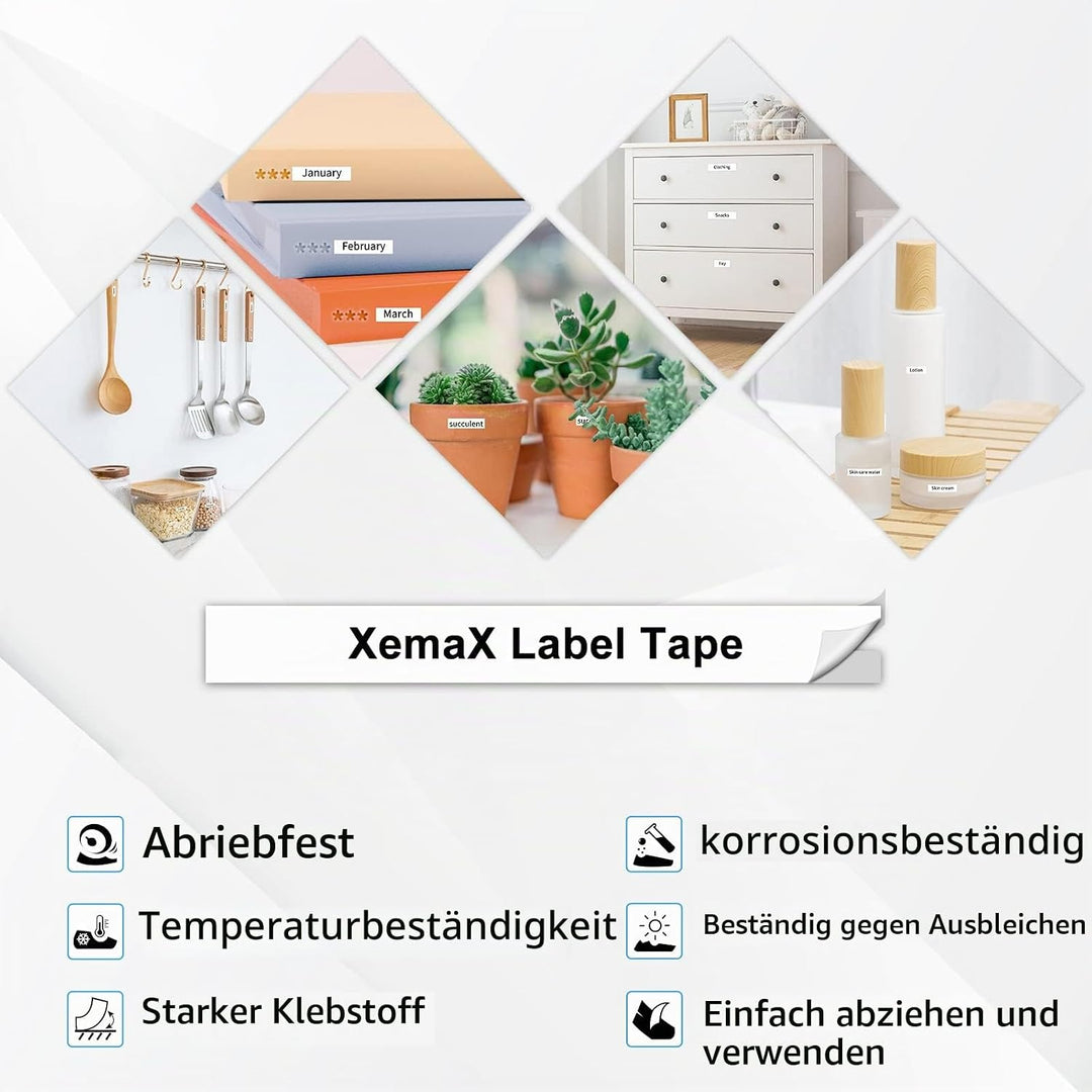 6x XemaX Kompatibel M-K221S 9mm 3/8 Brother Ersatz für Brother M-K221S M-K221 MK221S MK 221S Brother