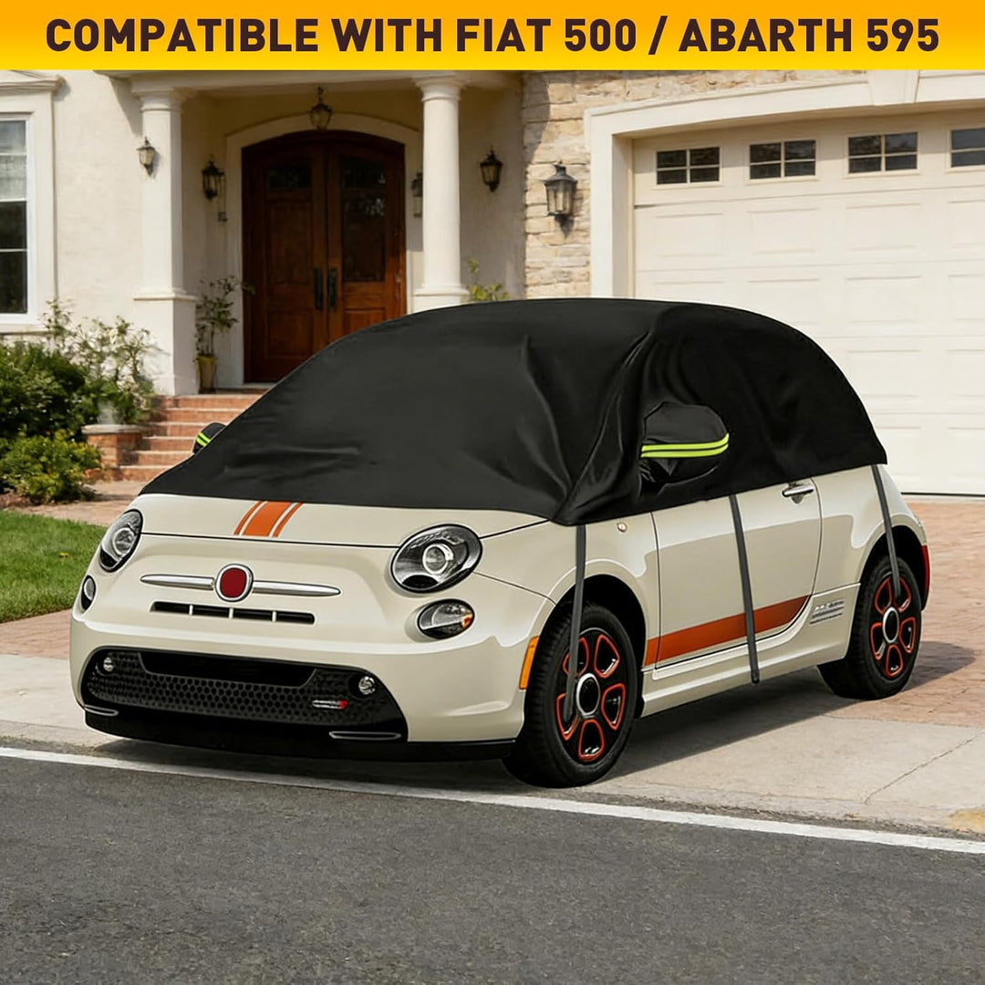 Halbe Autoabdeckung Ersatz Passend für FIAT 500 Abarth 595 (2010-2025), Sonnenfest Hälfte Halbgarage