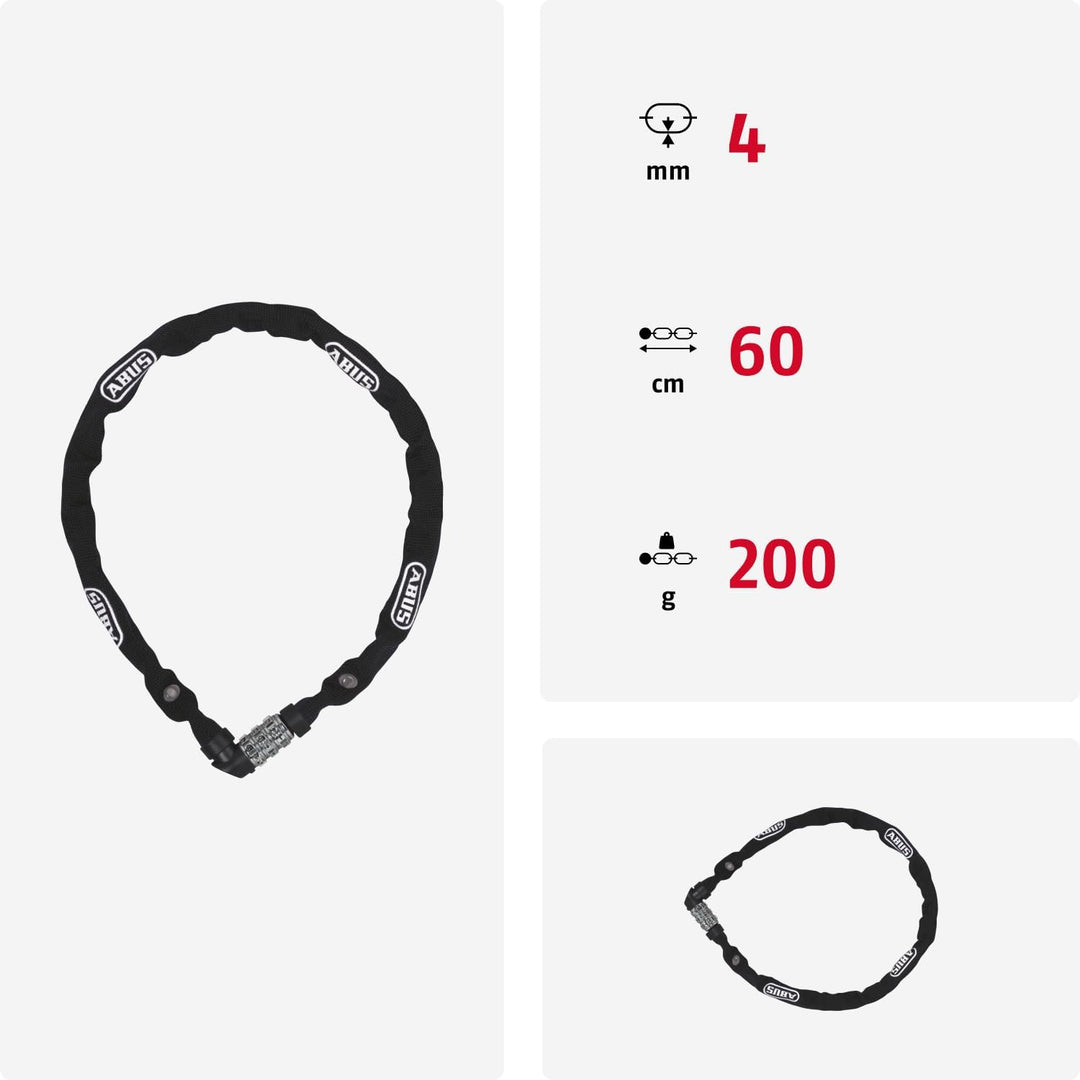 Abus kettingslot code 1200/60 web black 60 cm Grün, 60 cm Grün