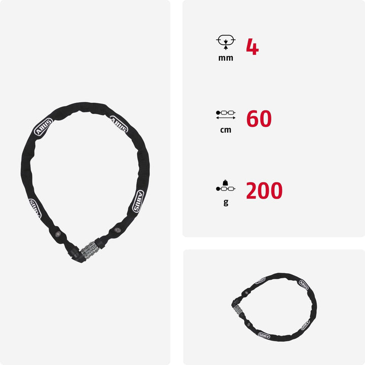 Abus kettingslot code 1200/60 web black 60 cm Grün, 60 cm Grün
