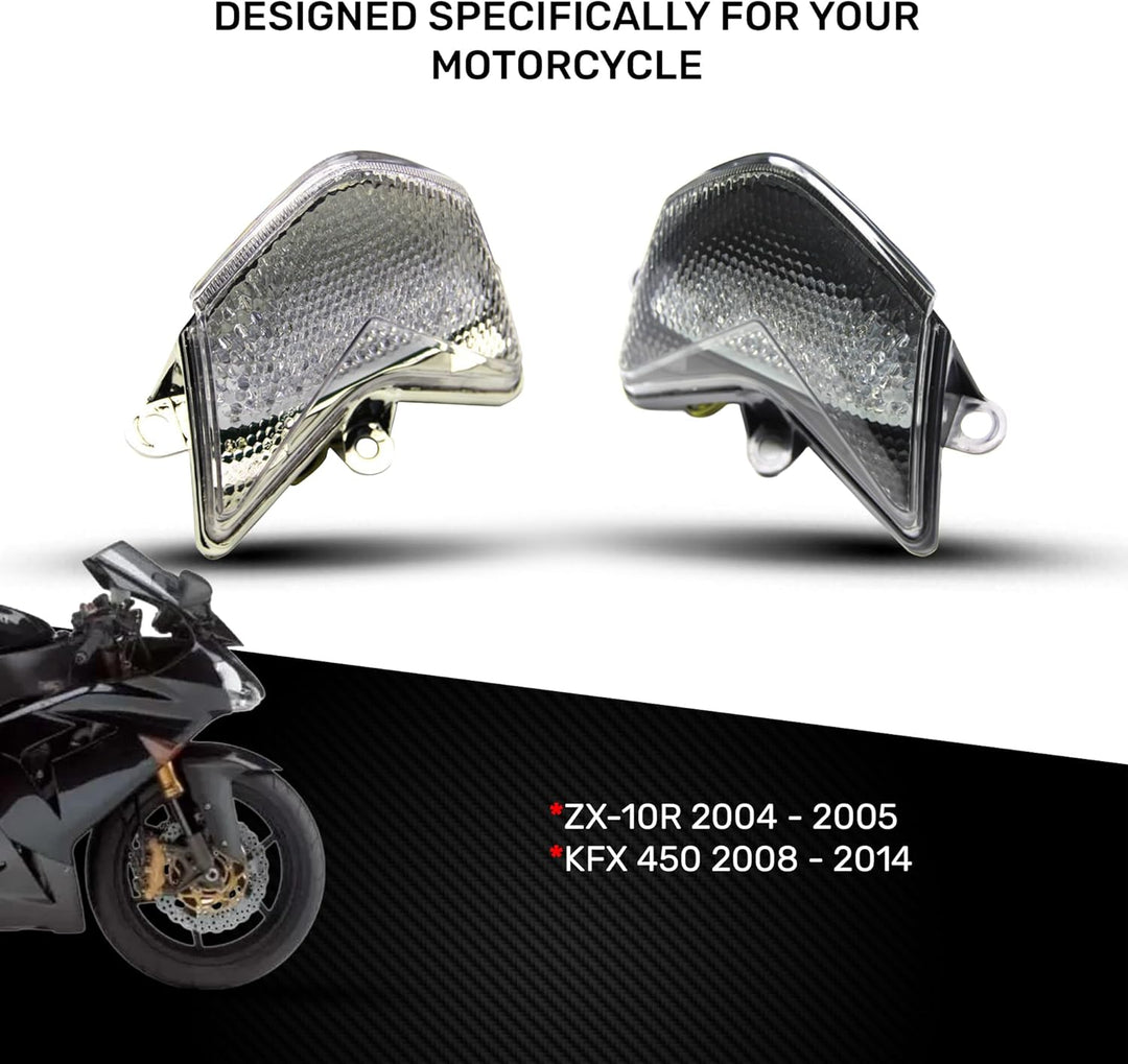 avdb-moto LED-Bremslicht mit integrierten Blinker kompatibel mit Kawasaki ZX10R 2004/2005 (Getönt),