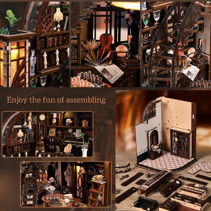 Book Nook Kit, DIY Miniatur Haus Puppenhaus Bausatz Bücherregal Deko für Jugendliche und Erwachsene（