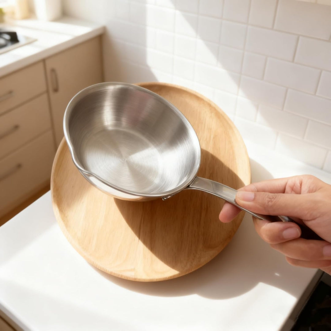 IMEEA Mini Edelstahl Topf mit Ausguss 13cm Butterpfännchen Kasserolle Milchpfännchen Omelettpfanne f