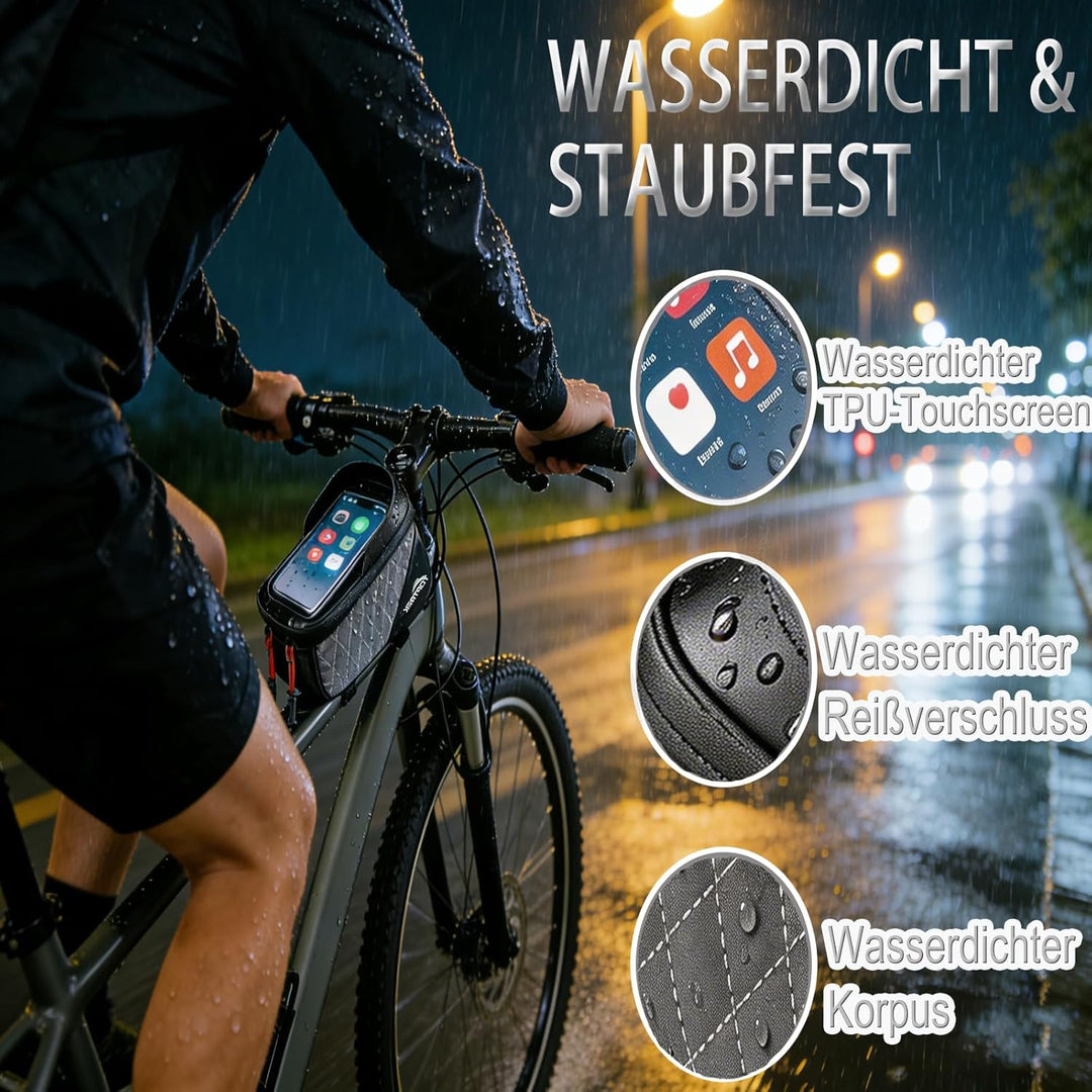 toptrek Fahrrad Rahmentasche, Fahrradtasche Rahmen für Smartphone mit Touchscreen für Smartphone 6.8