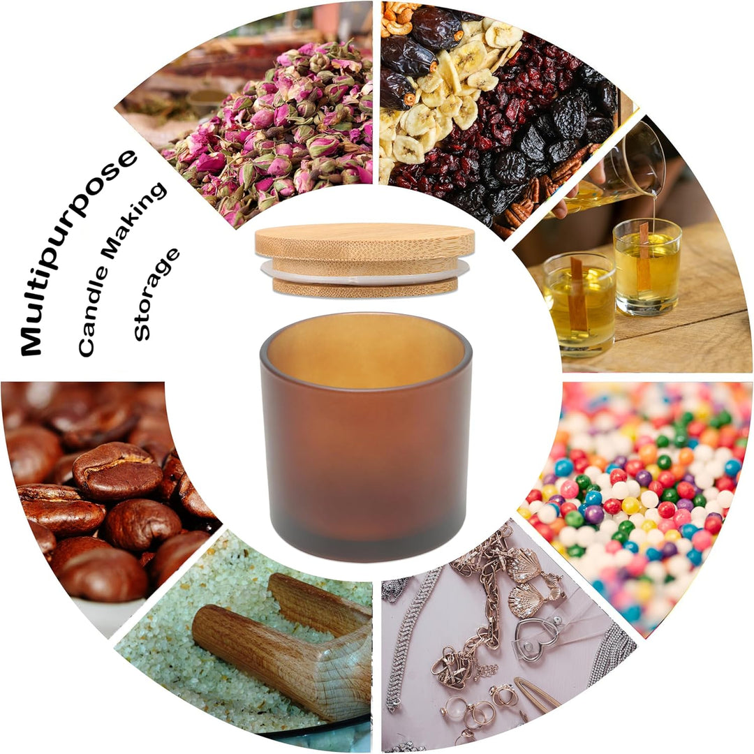 MILIVIXAY 20 Stück 118 ml Milchglas-Bernstein-Kerzengläser mit Deckeln und Kerzenherstellungs-Kits –