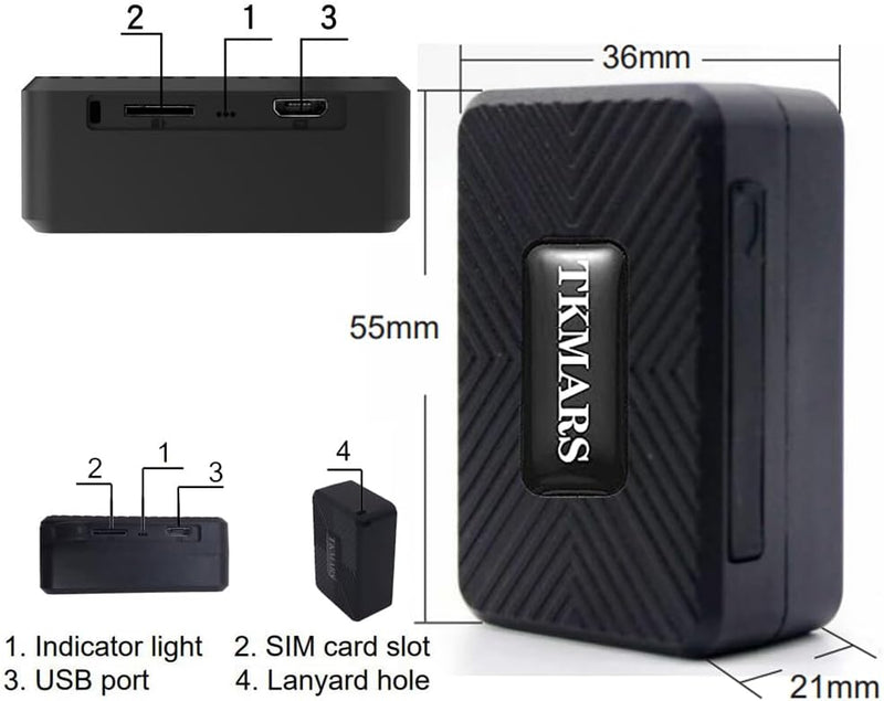 TKMARS GPS Tracker Mini GPS Tracker Klein für Auto, Fahrrad, Kind, Rucksäcke, Usw.Kein Abonnement mi