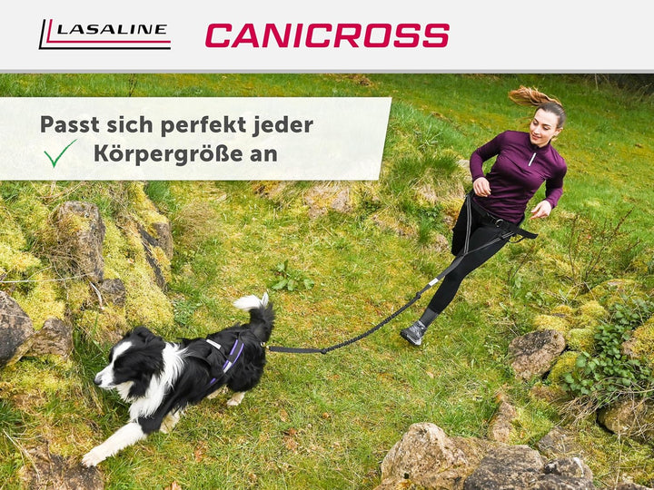 LASALINE Hunde Zuggeschirr X Back für Canicross Hundesport Dogscooter Bikejöring Schlitten in Schwar