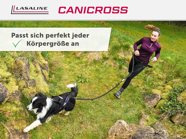 LASALINE Hunde Zuggeschirr X Back für Canicross Hundesport Dogscooter Bikejöring Schlitten in Schwar