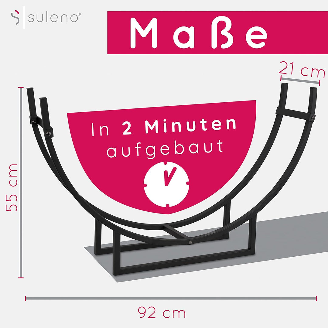 SULENO Kaminholzregal BRISTOL 55 x 92 x 21 cm Holzlager Kaminzubehör schwarz