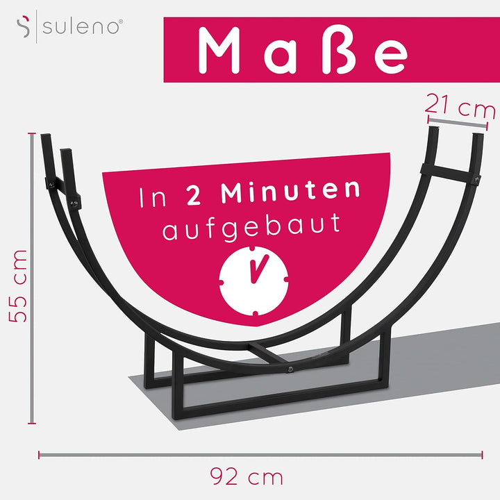 SULENO Kaminholzregal BRISTOL 55 x 92 x 21 cm Holzlager Kaminzubehör schwarz