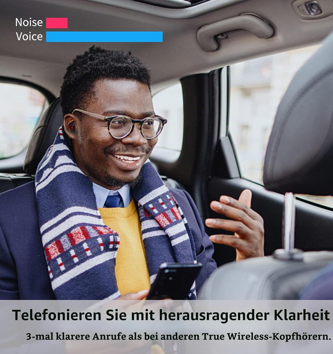 Kabellose Bluetooth-Kopfhörer, IPX5 wasserdichte kabellose Ohrhörer Touch Eingebautes Mikrofon Noise