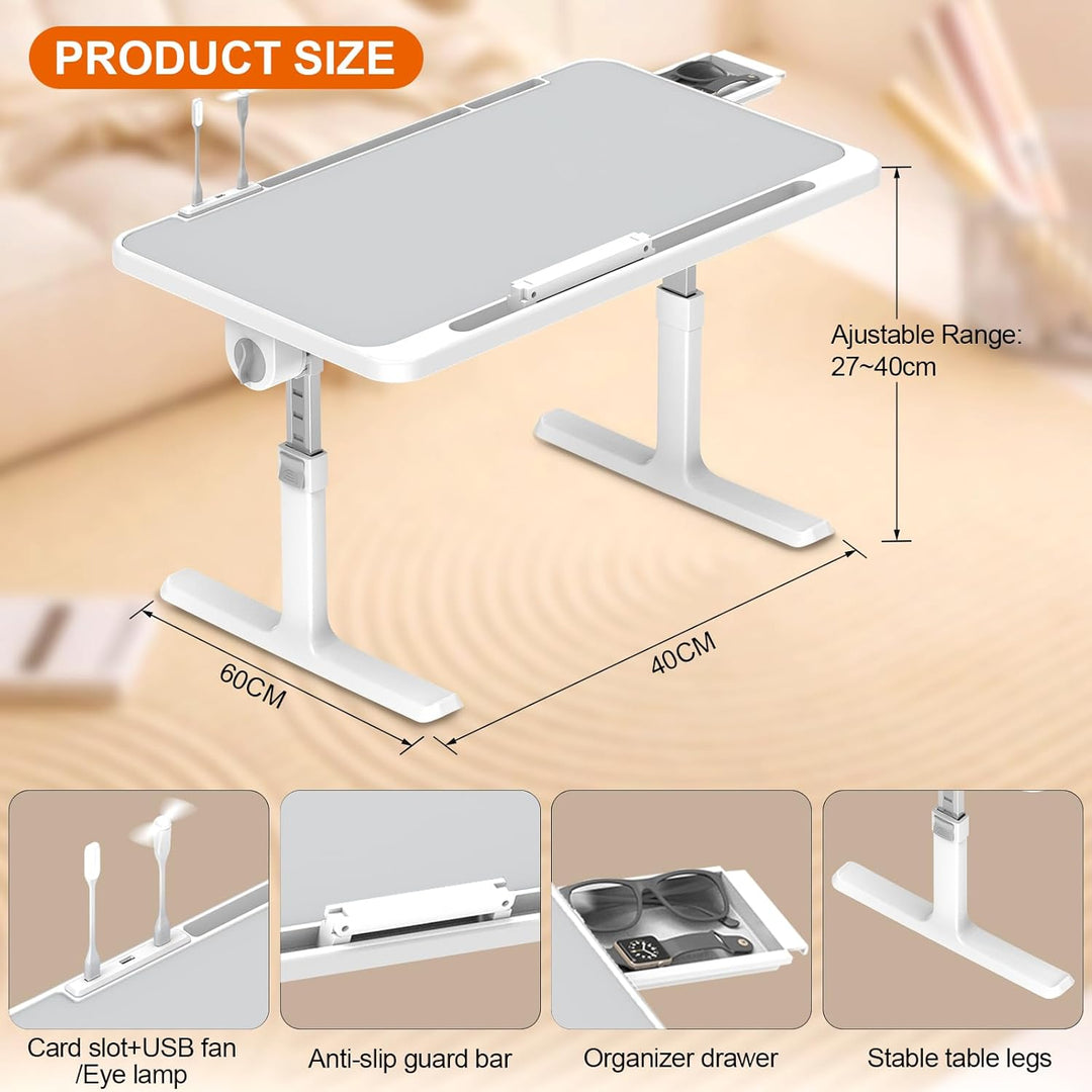 Huracan Laptop Tisch Betttablett Klappbar, Tragbares Laptoptisch für Bett, Lapdesk mit 5-Höhenverste