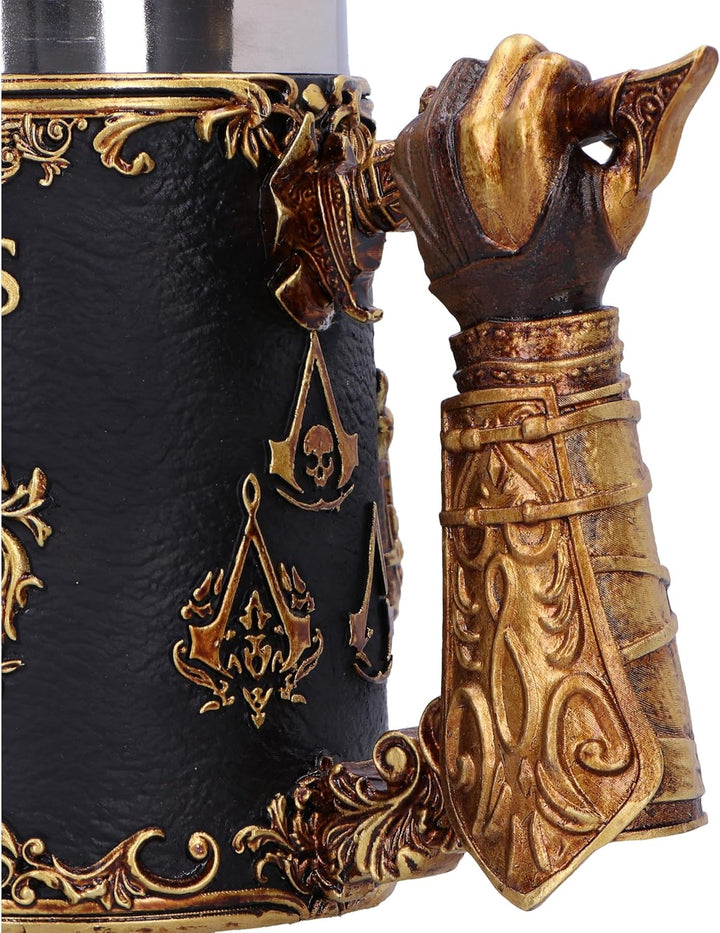 Nemesis Now Assassin's Creed Through The Ages Bierkrug, 15,5 cm, Harz, Schwarz/Gold, offizielles Ass