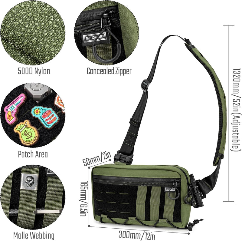 TACTICAL GEEK Cache L3 EDC Sling Bag Chest Crossbody Bag für Herren Damen, YKK Reissverschluss Umhän