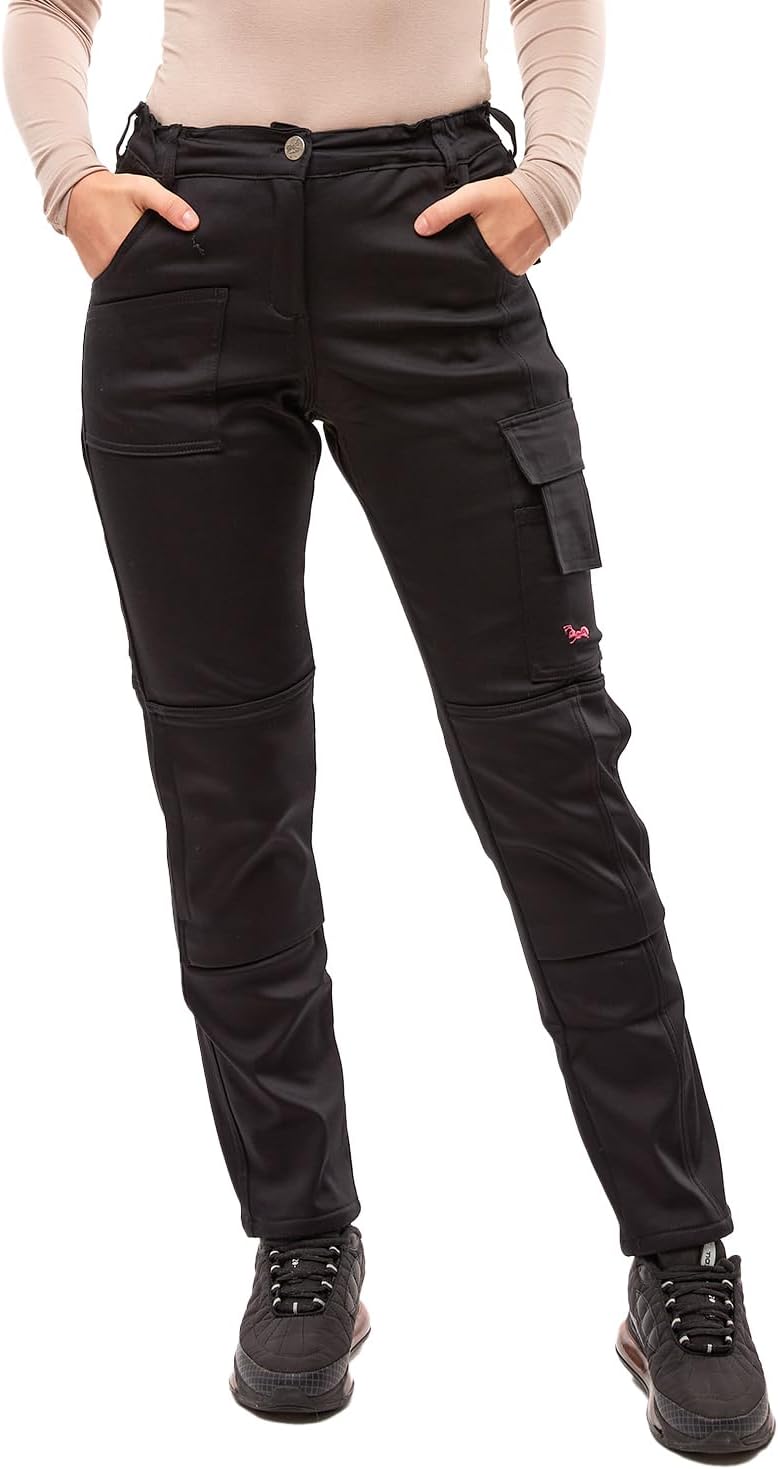 strongAnt Damen Arbeitshose komplett Stretch für Frauen Bundhose mit Kniepolstertaschen Schwarz Grau